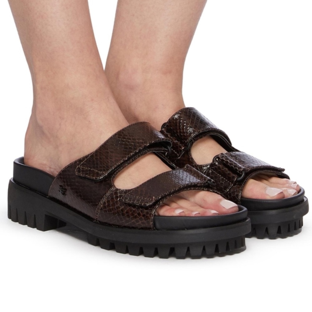 NEW Sam Edelman Brown Snake Print Leather Eliana Platform Sandals